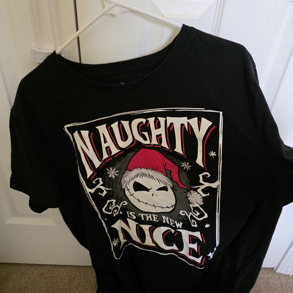 Black Graphic Tee with Naughty Nice Design